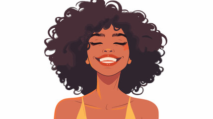 Gorgeous woman with an Afro hairstyle smiling happily