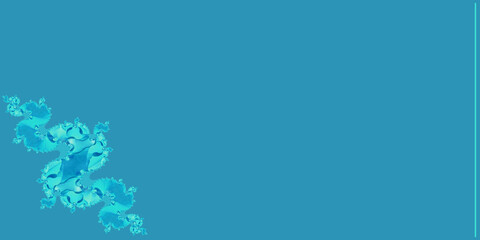 shades of turquoise fractal template copy-space on a plain blue background