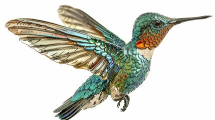 Small hummingbird realistic closeup portrait of exotic bird i