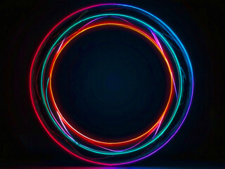 Neon circle with light effect on black background
