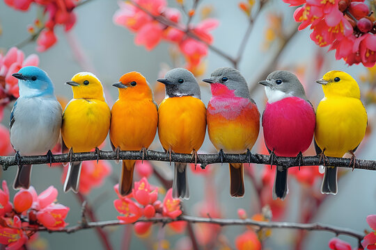 Birds sitting on the branch,
Tanager HD 8K wallpaper Stock Photographic Image
