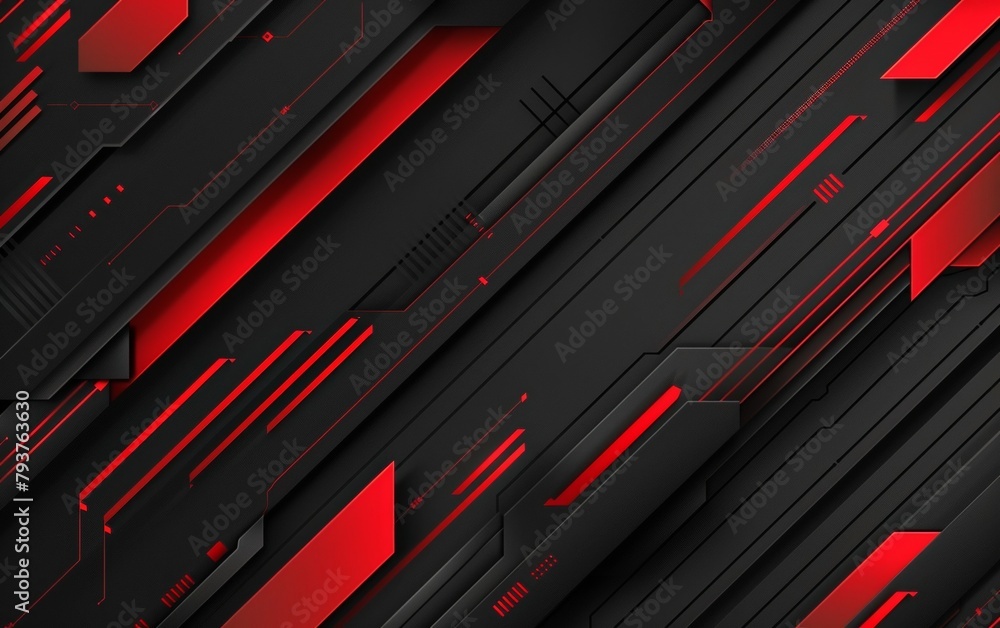 Aufkleber striking red details accentuate the black geometric shapes, creating a sleek and modern abstract bac