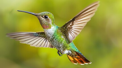 Tropical hummingbird bird in flight realistic