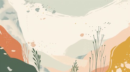 minimalistic organic shapes background with muted color. organic curved geometric elements