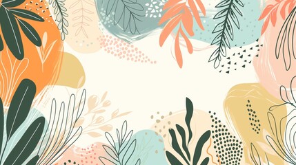minimalistic organic shapes background with muted color. organic curved geometric elements - obrazy, fototapety, plakaty