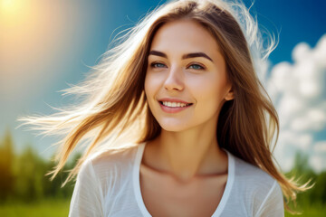 Naklejka premium portrait of a woman, healthy skin cinematics