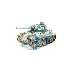 Military Tank Watercolor. Vector illustration design.