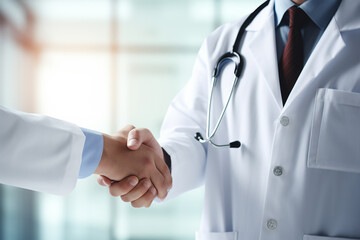 A doctor shaking hands with a doctor shaking hands