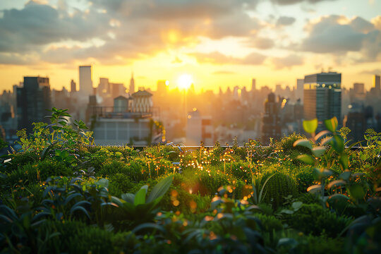 A dynamic portrayal of urban green initiatives, from rooftop gardens to city-wide recycling programs, captured in a documentary style with editorial flair, highlighting efforts to combat environmental