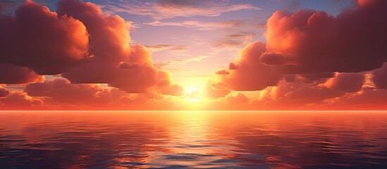 A serene ocean sunset with beautiful cloud formations