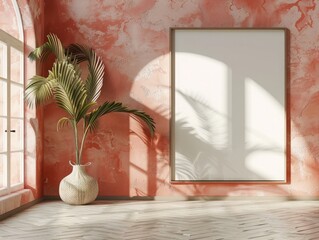 white empty poster on a wall,  mockup