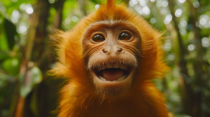 close up of a red monkey