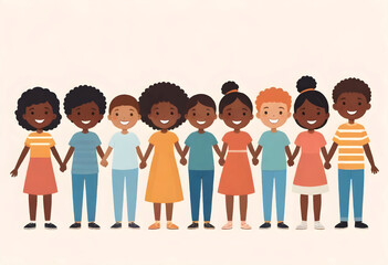 Fototapeta premium a vector illustration of children with their hands holding each other