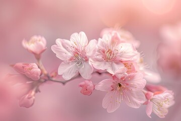 Beautiful cherry blossoms in full bloom, with a blurred background