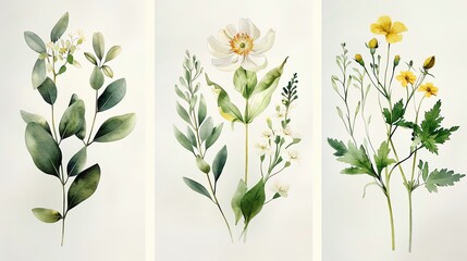 A watercolor painting of orange hibiscus flowers with green leaves on a white background.