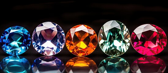 Group of diverse colored jewels close up
