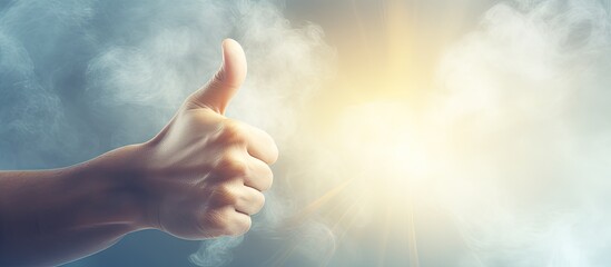 person showing thumbs up with bright background - obrazy, fototapety, plakaty