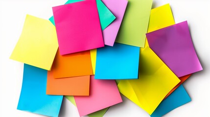 Colorful transparent note papers on white background