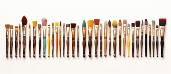 Row of paintbrushes on white background - Powered by Adobe