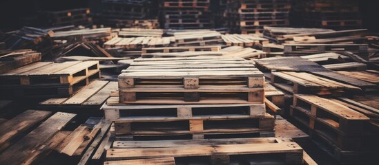 Wooden pallets in warehouse