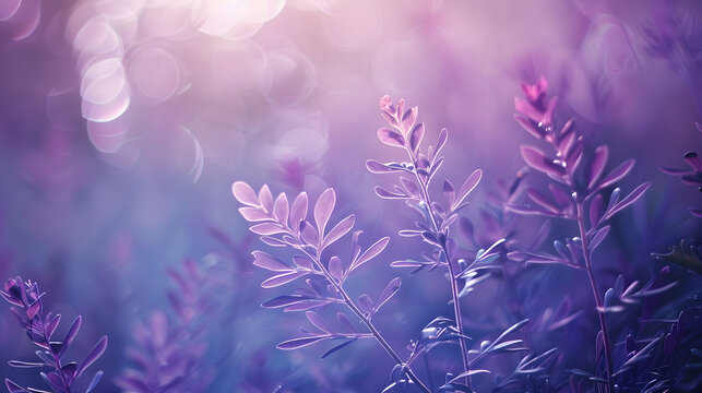 Calm purple background with plants