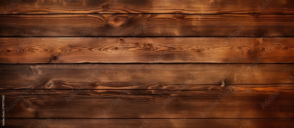 Wall mural Dark stained wooden wall close-up