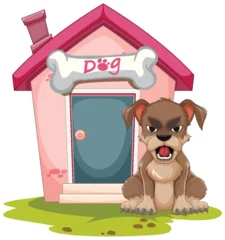 Plexiglas keuken achterwand Kinderen Illustration of a fierce dog protecting its home