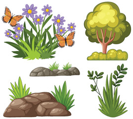 Collection of nature-themed vector graphics
