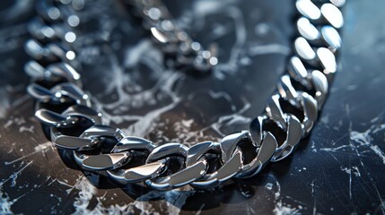 Elegant 925 sterling silver cuban chain link on a background surface showcasing a luxurious design...