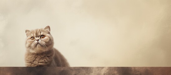 Cat sitting ledge gazes upward - Powered by Adobe
