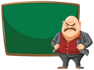 Velours gordijnen Kinderen Cartoon of an angry man with a blank chalkboard