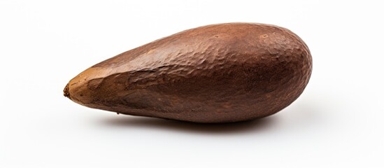 Obraz premium Close-up of a solitary avocado seed on a white surface