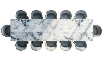 Marble Dining Table with Chairs on the transparent background, PNG Format