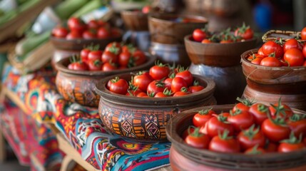 Fototapeta na wymiar Artisans showcasing handmade crafts and souvenirs inspired by tomatoes at the festival