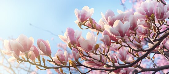 Close-up view of tree blossoming with vibrant pink flowers