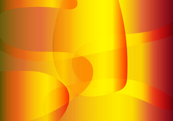 Fondo de degradado cálido amarillo, naranja y rojo con formas curvas abstractas. - obrazy, fototapety, plakaty