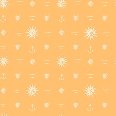 seamless watercolor pattern , sea white elements on a yellow  background for fabric , wrapper and other design 