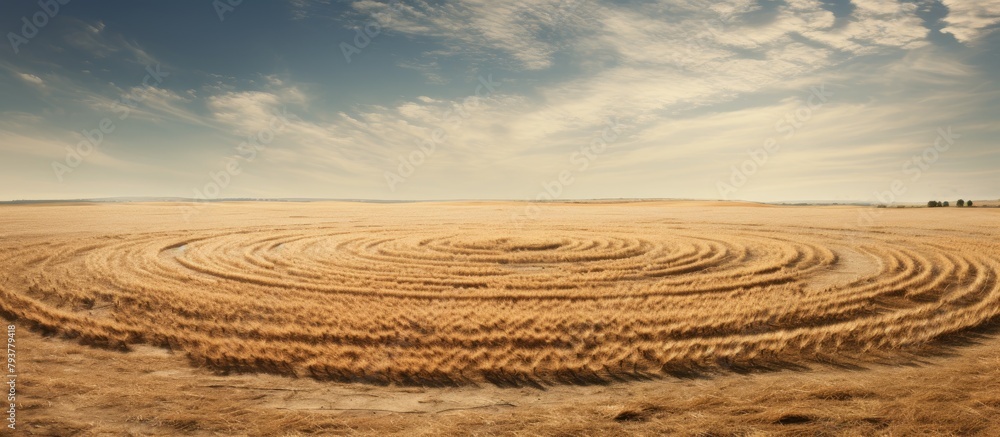 Poster circular pattern in grass field