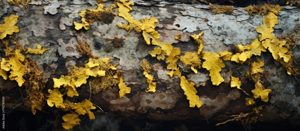 Poster Tree trunk with golden leaves