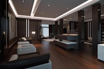 Modern Art Deco Living Room: Furniture-Filled Space with Large Window