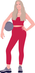 An adult woman doing ball aerobics