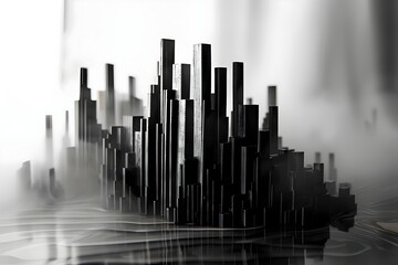 Fototapeta na wymiar Dramatic Kinetic Urban Cityscape Silhouettes Emphasizing Negative Space and Modern Architectural Structures