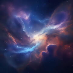 Fototapeta premium an ethereal landscape where galaxies merge and nebulae dance in a cosmic ballet