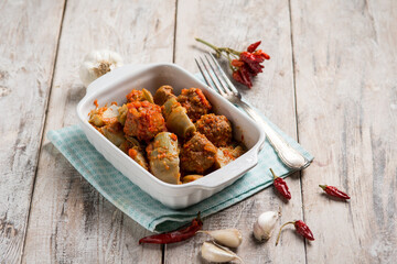 meatballs with arichoke and hot chili peppers - 793780890