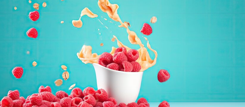 Giraffes in milk and cereal with berries