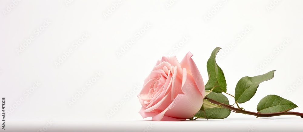 Canvas Prints A pink rose on white surface