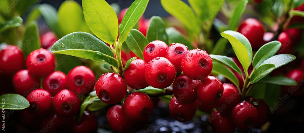 Wall mural Red berries on a tree