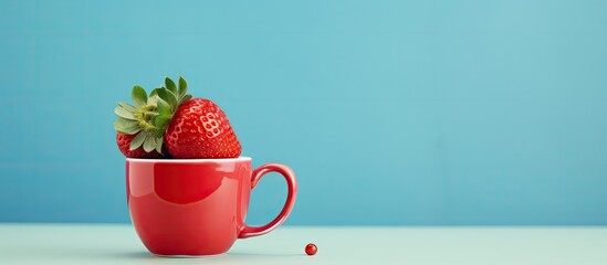 Strawberry and Berry in Red Cup - obrazy, fototapety, plakaty