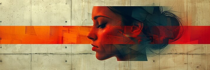 Portrait of a woman combined with the image of the flag - Powered by Adobe