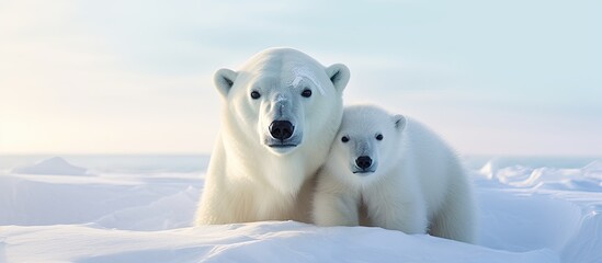 Two bears in icy landscape - obrazy, fototapety, plakaty